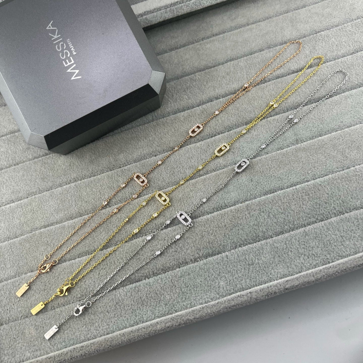 [Veyra Jewelry] Flexible Arm Chain Bracelet with Sliding Diamonds