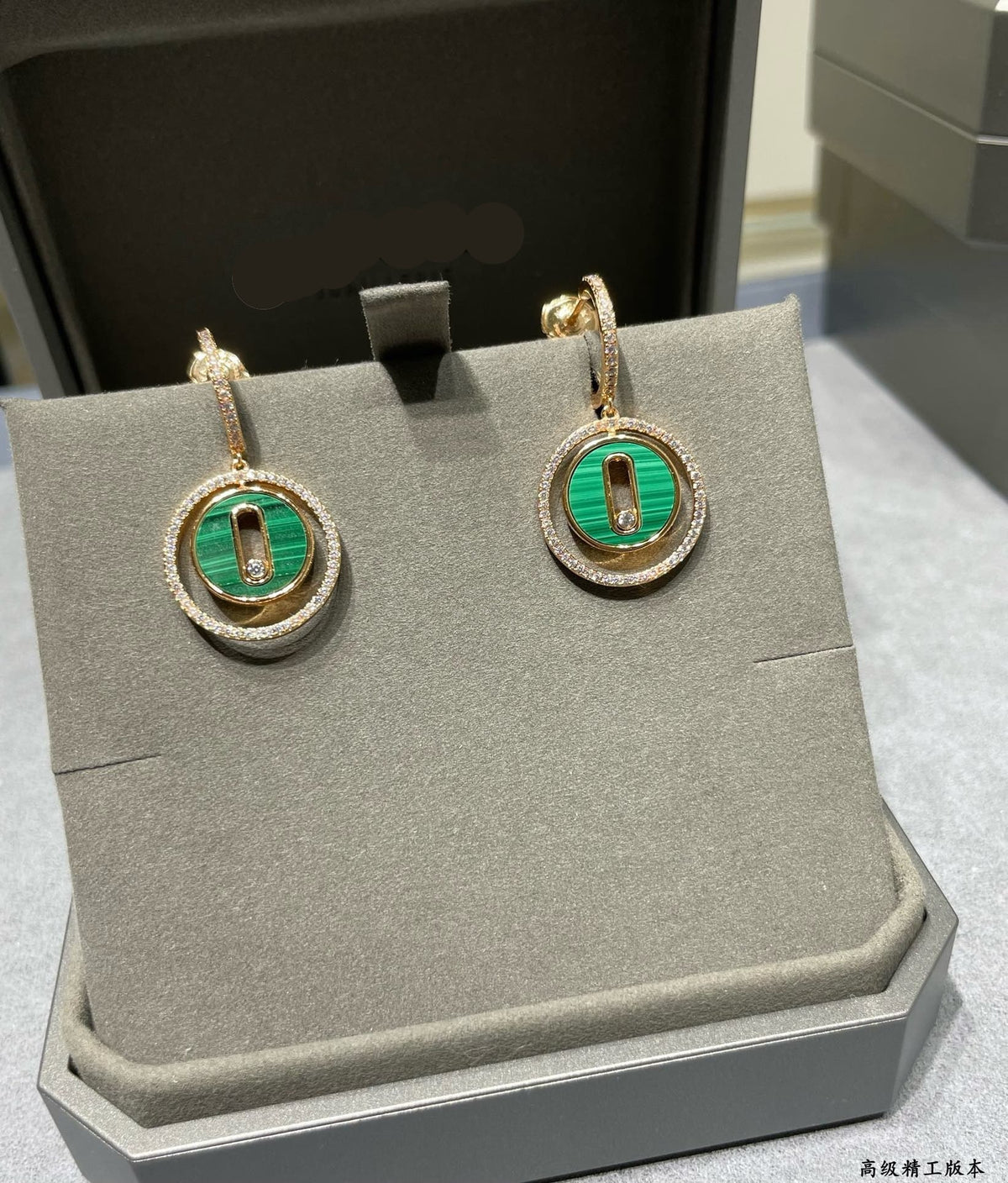 [Veyra Jewelry]LUCKY MOVE Sliding‑diamond C‑shape Ear Hoops