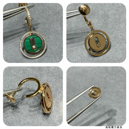 [Veyra Jewelry]LUCKY MOVE Sliding‑diamond C‑shape Ear Hoops