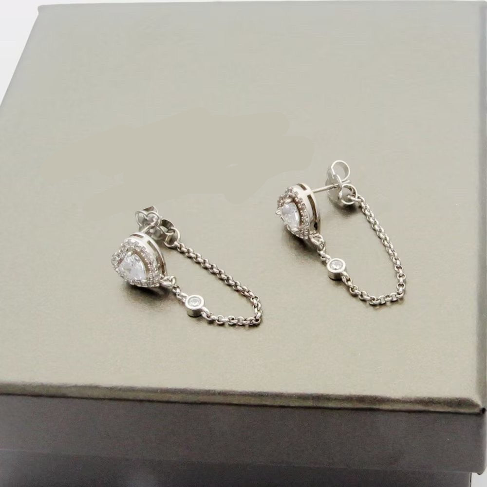 [Veyra Jewelry]My Twin Heart Chain Earrings