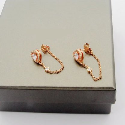 [Veyra Jewelry]My Twin Heart Chain Earrings