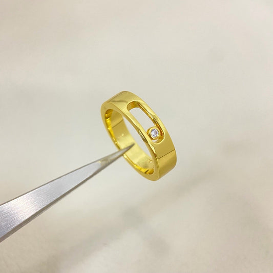 [Veyra Jewelry]Move Wide Band Single Moving Diamond Ring