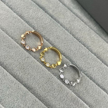 [Veyra Jewelry]Move Link Chain Ring with Two Moving Diamonds