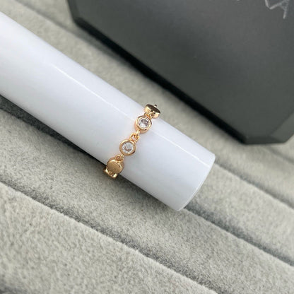 [Veyra Jewelry]Move Link Chain Ring with Two Moving Diamonds