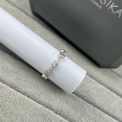 [Veyra Jewelry]Move Link Chain Ring with Two Moving Diamonds