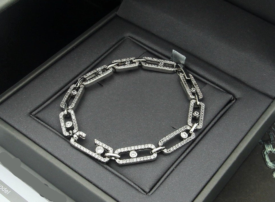 [Veyra Jewelry]Large Full Diamond Unisex Sliding Bracelet with Moissanite