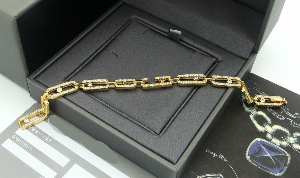 [Veyra Jewelry]Large Full Diamond Unisex Sliding Bracelet with Moissanite