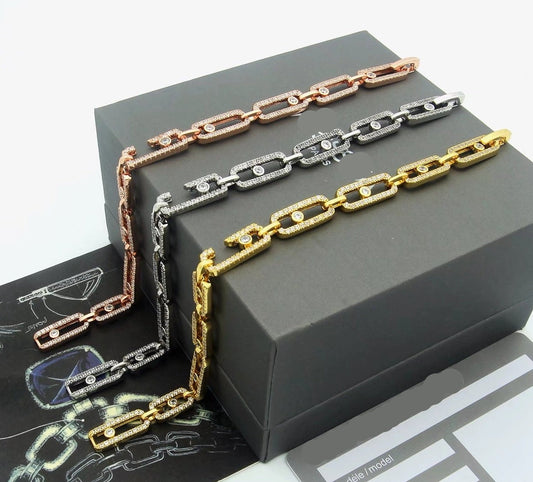 [Veyra Jewelry]Large Full Diamond Unisex Sliding Bracelet with Moissanite