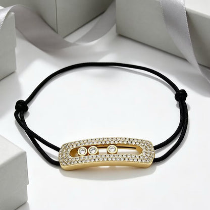 [Veyra Jewelry]Care(Large-4mm) pink cord pavé bracelet