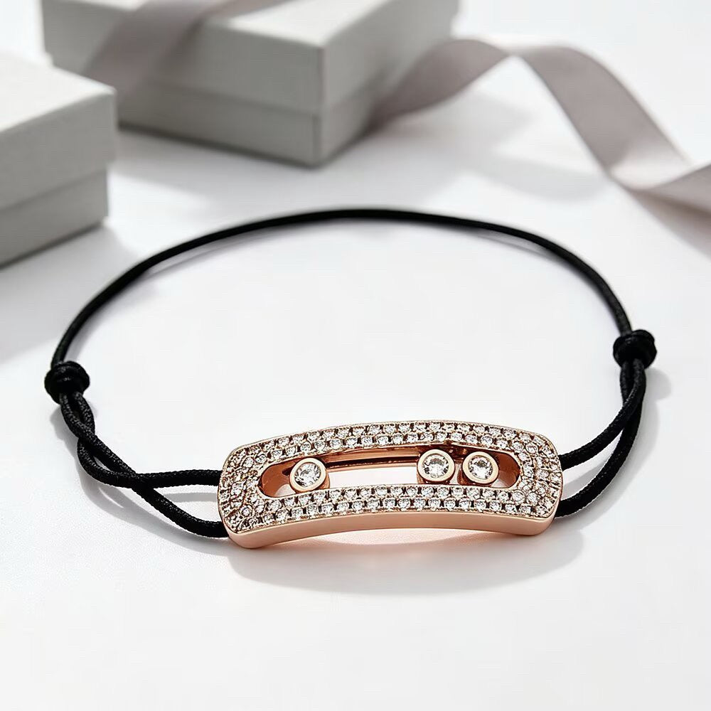 [Veyra Jewelry]Care(Large-4mm) pink cord pavé bracelet