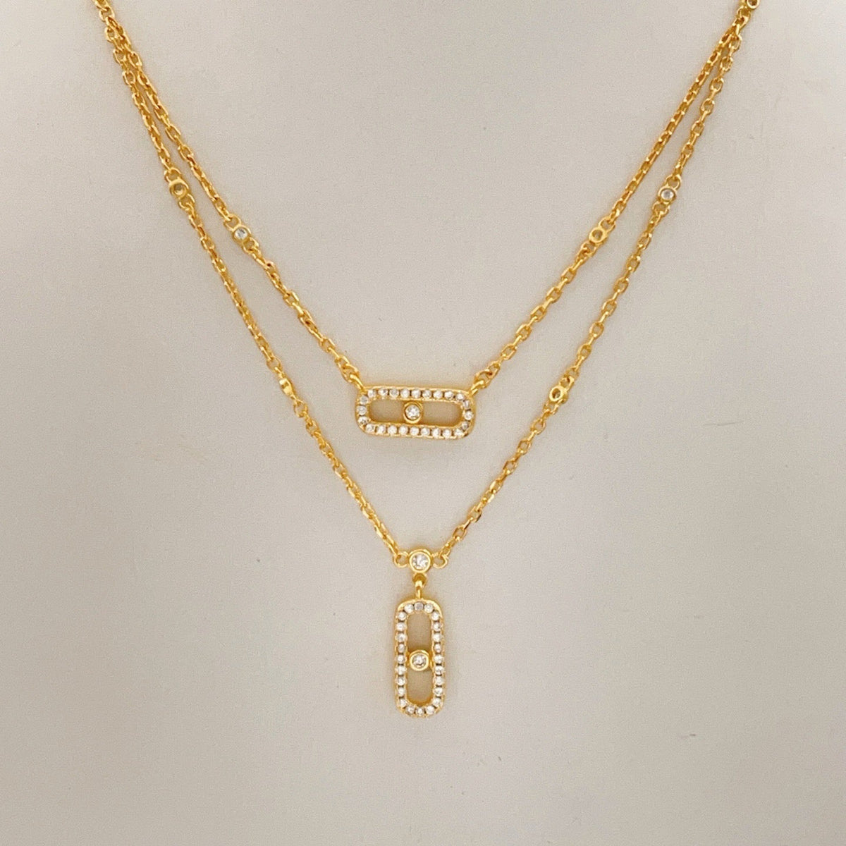 [Veyra Jewelry]MOVE 2 ROW DIAMOND NECKLACE