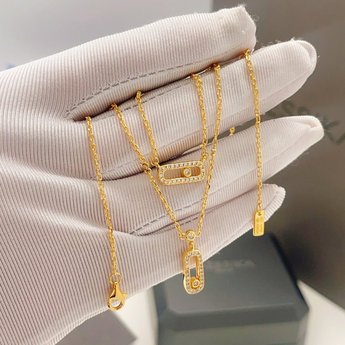 [Veyra Jewelry]MOVE 2 ROW DIAMOND NECKLACE