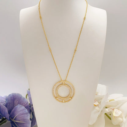 [Veyra Jewelry] Move Romane Pavé Diamond Sliding Circle Long Necklace