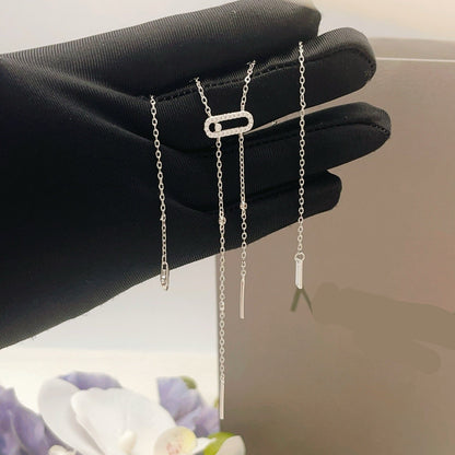 [Veyra Jewelry] Moderniste Pavé Diamond Lariat Tie Necklace