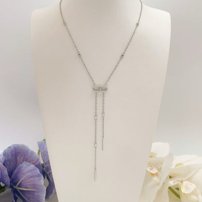 [Veyra Jewelry] Moderniste Pavé Diamond Lariat Tie Necklace