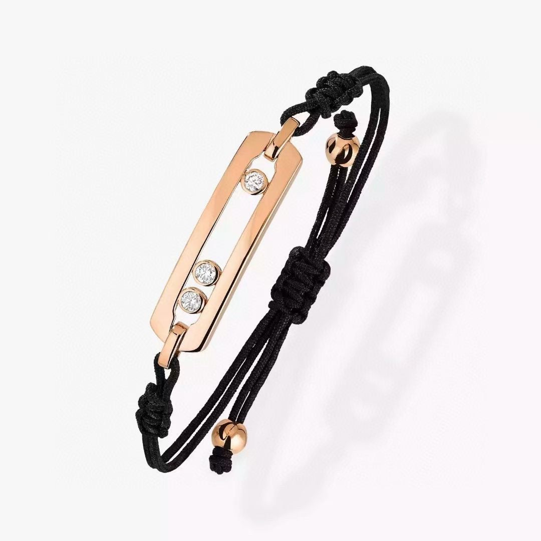 [Veyra Jewelry]Messika Move Bracelet, Black Cord with 3 Moving Stones