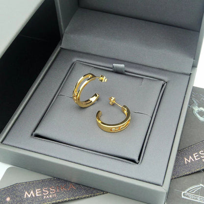 [Veyra Jewelry] Move Double Hoop Earrings, 3 Movable Stones