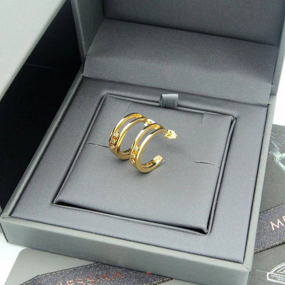 [Veyra Jewelry] Move Double Hoop Earrings, 3 Movable Stones