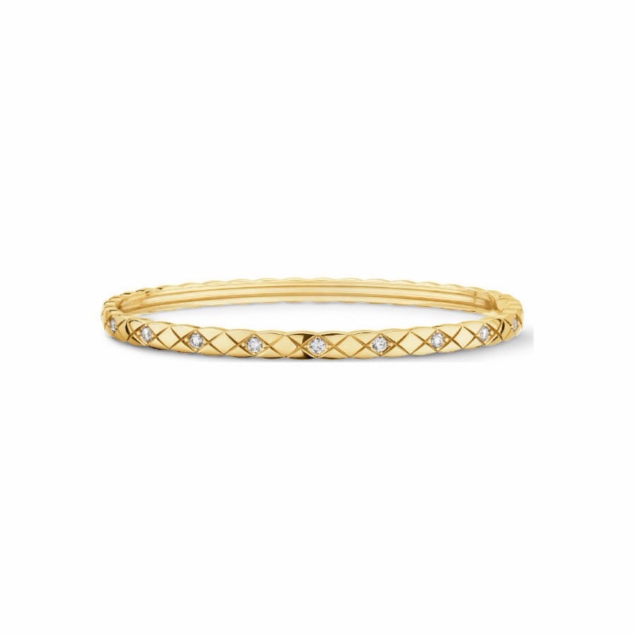 ¡®Veyra Jewelry¡¯CoCo Crush Thin Mini Diamond‑Set Quilted Bangle
