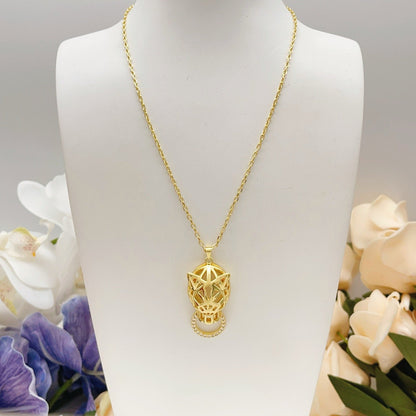 ¡®Veyra Jewelry¡¯Openwork Panther‑Head Doorknocker Necklace