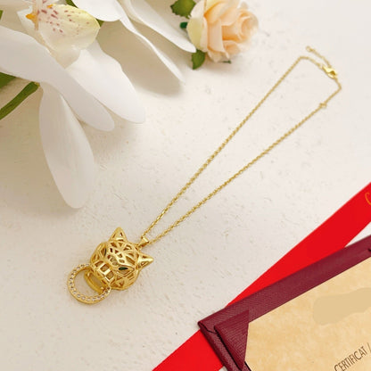 ¡®Veyra Jewelry¡¯Openwork Panther‑Head Doorknocker Necklace