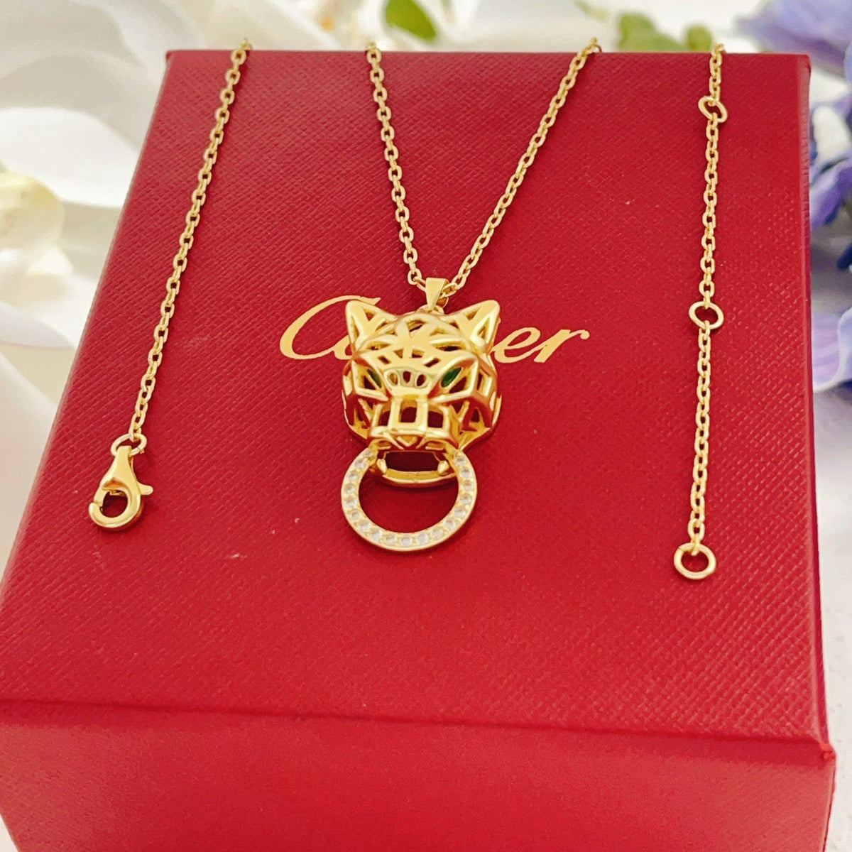 ¡®Veyra Jewelry¡¯Openwork Panther‑Head Doorknocker Necklace