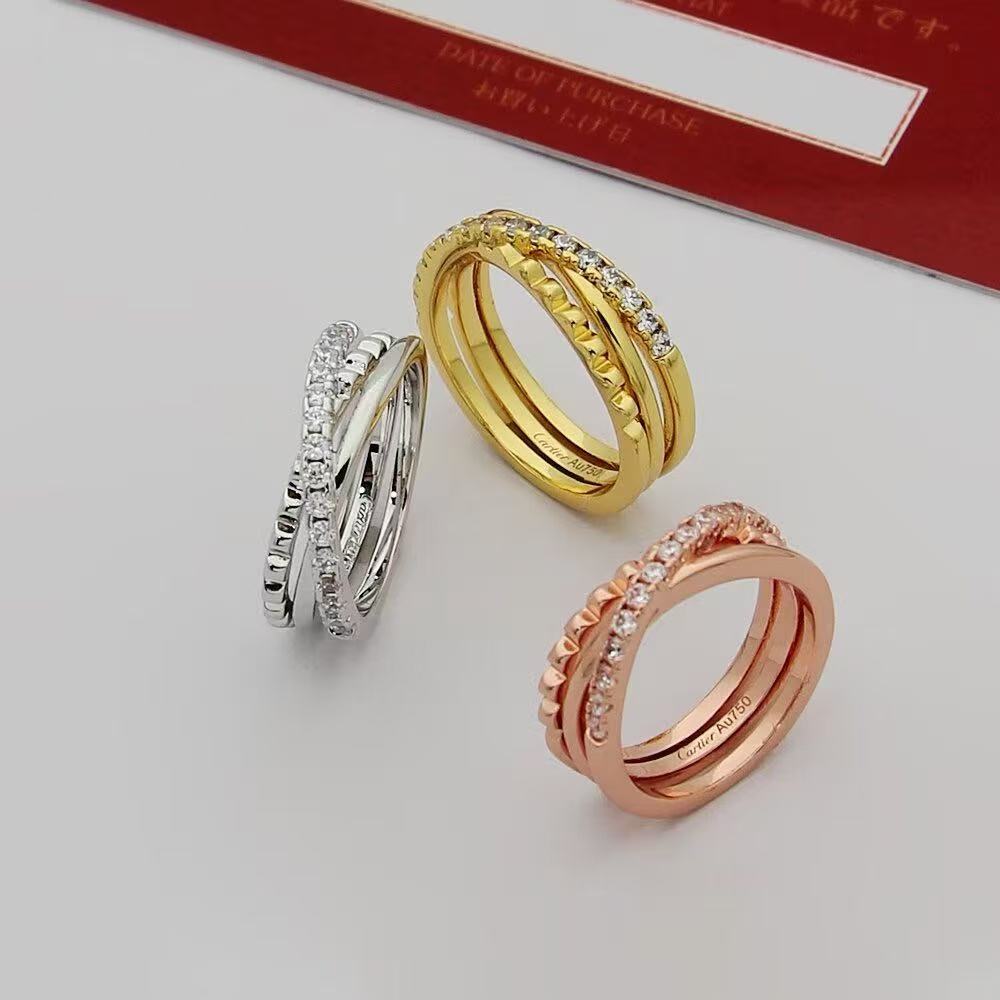 ¡®Veyra Jewelry¡¯Interlocking Three‑Band Half‑Diamond Ring