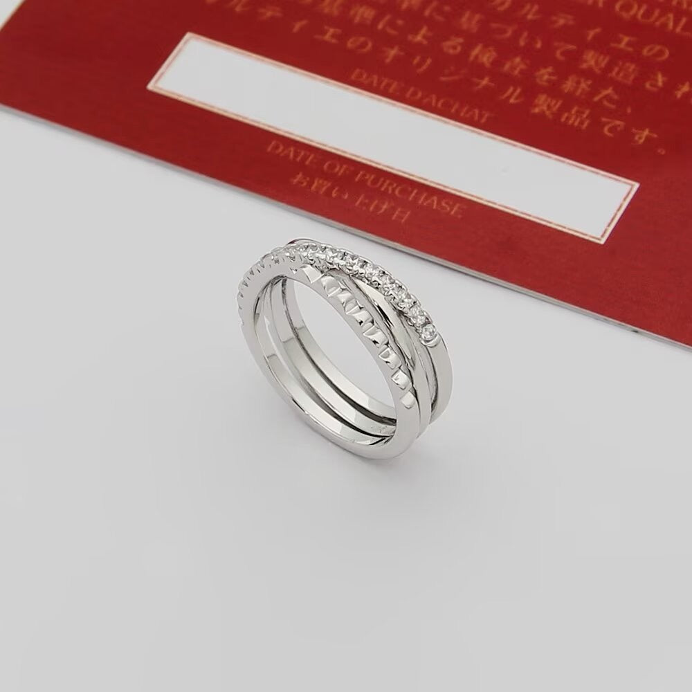¡®Veyra Jewelry¡¯Interlocking Three‑Band Half‑Diamond Ring
