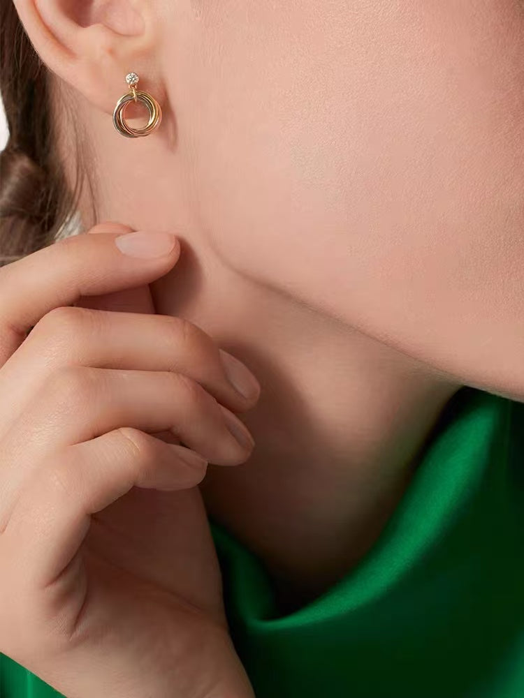 ¡®Veyra Jewelry¡¯Interlocking Three‑Band Diamond Drop Earrings