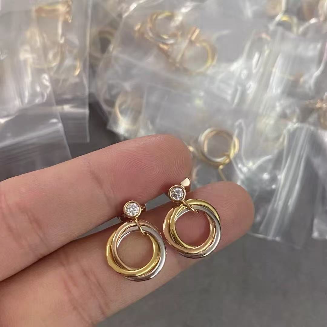 ¡®Veyra Jewelry¡¯Interlocking Three‑Band Diamond Drop Earrings