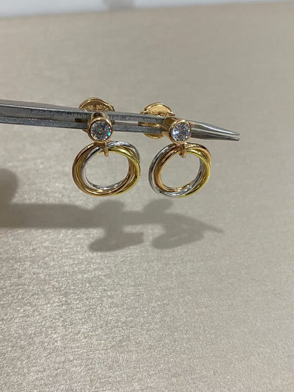 ¡®Veyra Jewelry¡¯Interlocking Three‑Band Diamond Drop Earrings