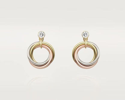 ¡®Veyra Jewelry¡¯Interlocking Three‑Band Diamond Drop Earrings