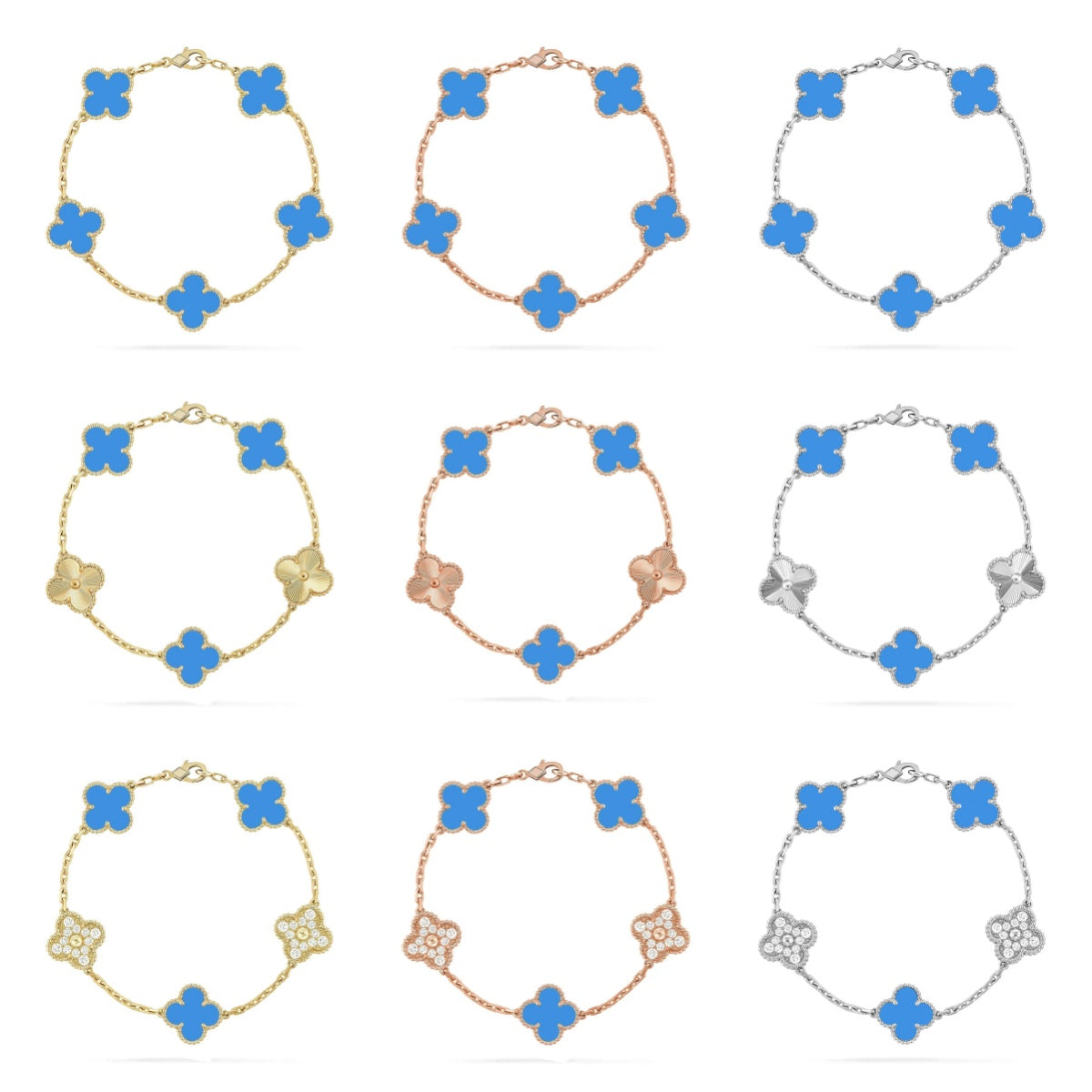 [Veyra Jewelry]New CLOVER 5 MOTIF BLUE AGATE BRACELET COLLECTION