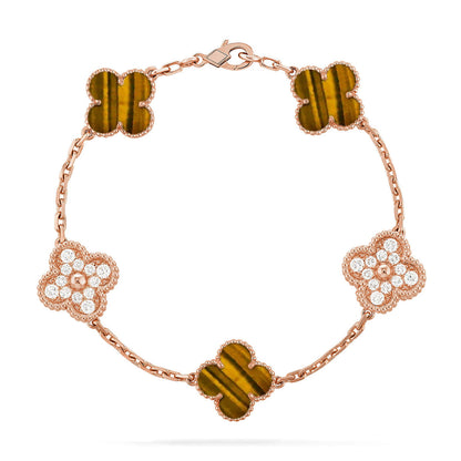 [Veyra Jewelry]New  CLOVER 5 MOTIFS TIGER EYE BRACELET COLLECTION