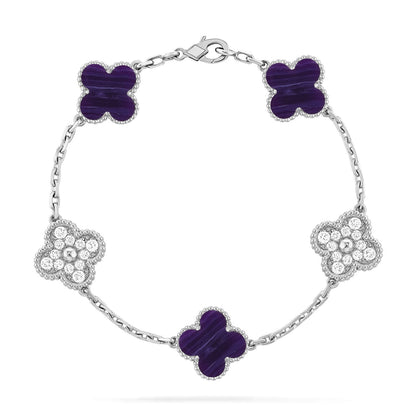 [Veyra Jewelry]New CLOVER 5 MOTIF PURPLE STRIPES BRACELET COLLECTION