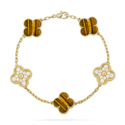 [Veyra Jewelry]New  CLOVER 5 MOTIFS TIGER EYE BRACELET COLLECTION