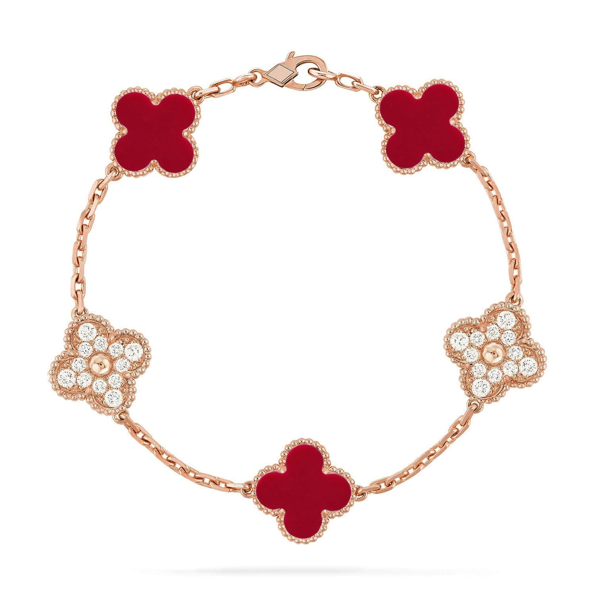 [Veyra Jewelry]New  CLOVER 5 MOTIF RED CORNELIAN BRACELET COLLECTION