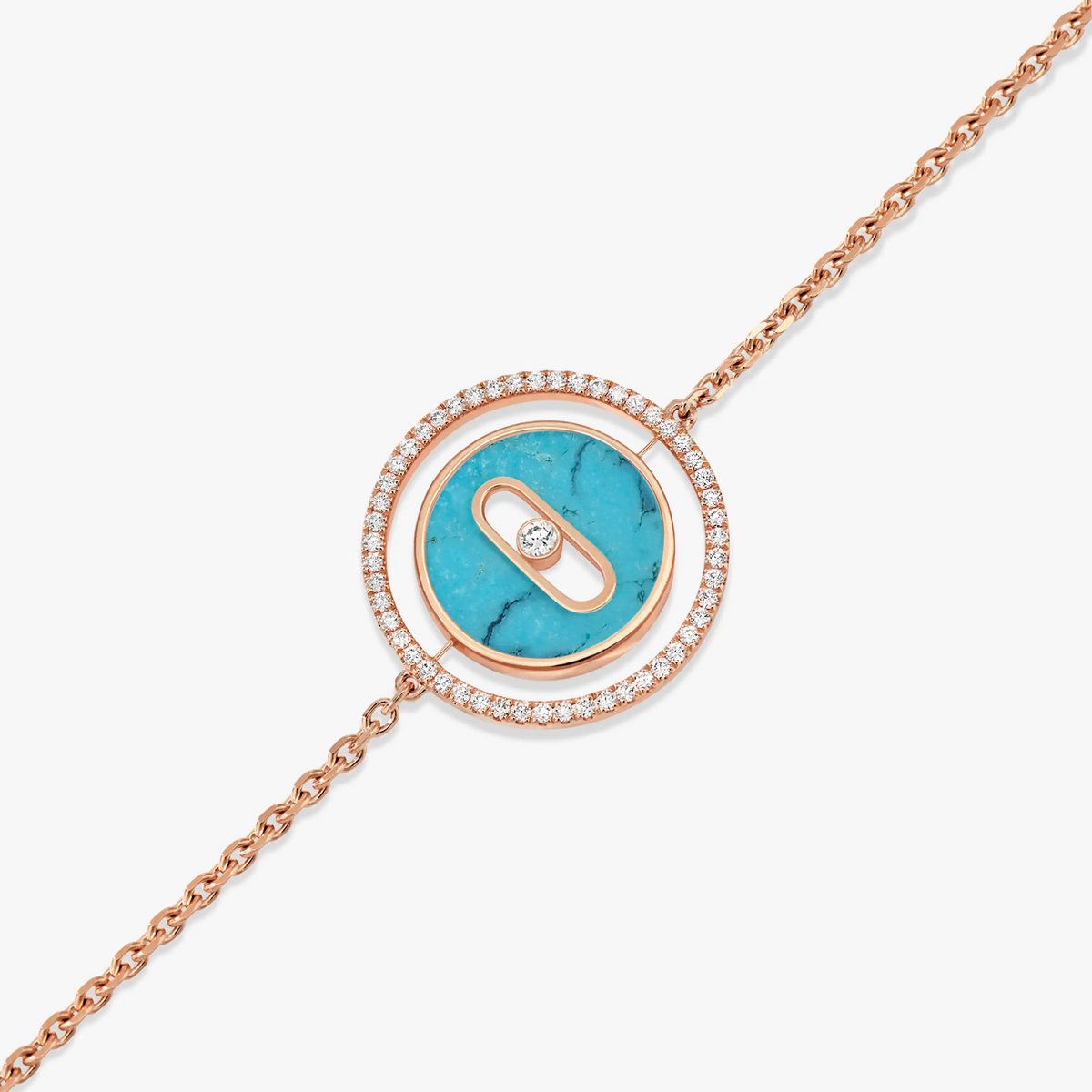 [Veyra Jewelry]LUCKY MOVE TURQUOISE PINK GOLD DIAMOND BRACELET(Adjustable)