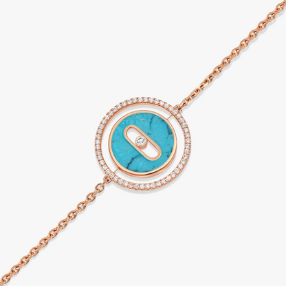 [Veyra Jewelry]LUCKY MOVE TURQUOISE PINK GOLD DIAMOND BRACELET(Adjustable)