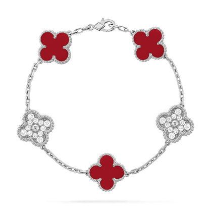 [Veyra Jewelry]New  CLOVER 5 MOTIF RED CORNELIAN BRACELET COLLECTION