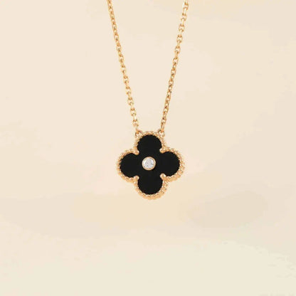 ¡®Veyra Jewelry¡¯CLOVER 15MM DIAMOND ONYX NECKLACE