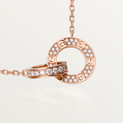 ¡®Veyra Jewelry¡¯LOVE 7.6MM NECKLACE ROSE GOLD AND SILVER  FULL DIAMOND