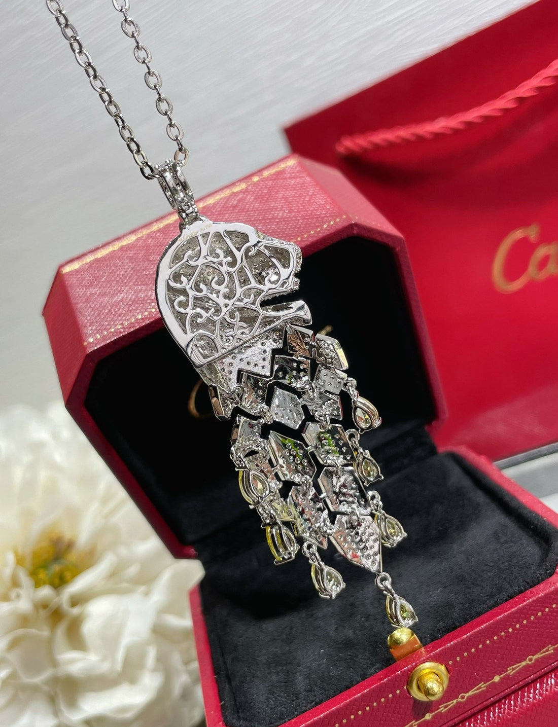 ¡®Veyra Jewelry¡ High Jewelry Pave Panther Tassel Necklace