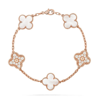 [Veyra Jewelry]New CLOVER WHITE PEARL MOP 5 MOTIF BRACELET COLLECTION