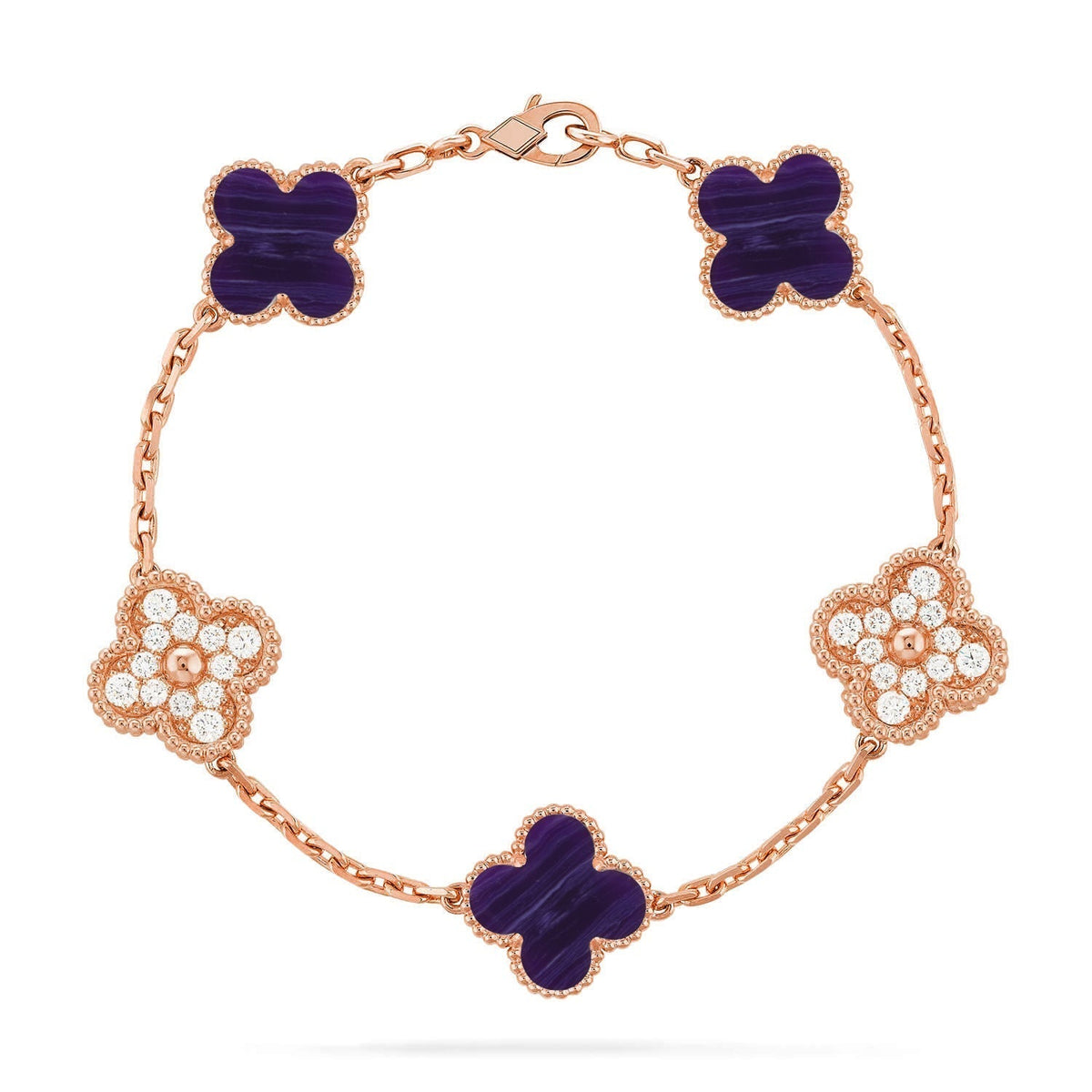 [Veyra Jewelry]New CLOVER 5 MOTIF PURPLE STRIPES BRACELET COLLECTION