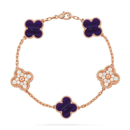[Veyra Jewelry]New CLOVER 5 MOTIF PURPLE STRIPES BRACELET COLLECTION