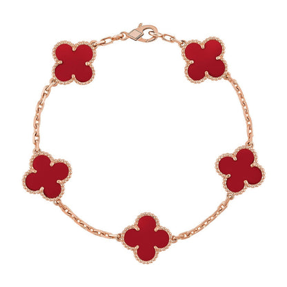 [Veyra Jewelry]New  CLOVER 5 MOTIF RED CORNELIAN BRACELET COLLECTION