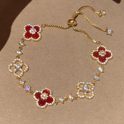 ¡®Veyra Jewelry¡¯CLOVER 5 MOTIF PINK BLUE RED WHITE BRACELET