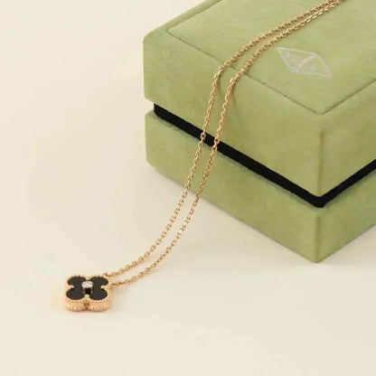 ¡®Veyra Jewelry¡¯CLOVER 15MM DIAMOND ONYX NECKLACE