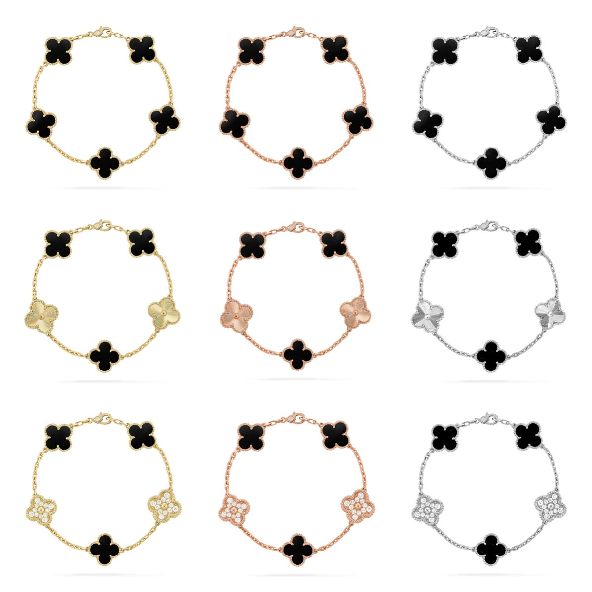 [Veyra Jewelry]New CLOVER 5 MOTIF ONYXS BRACELET COLLECTION